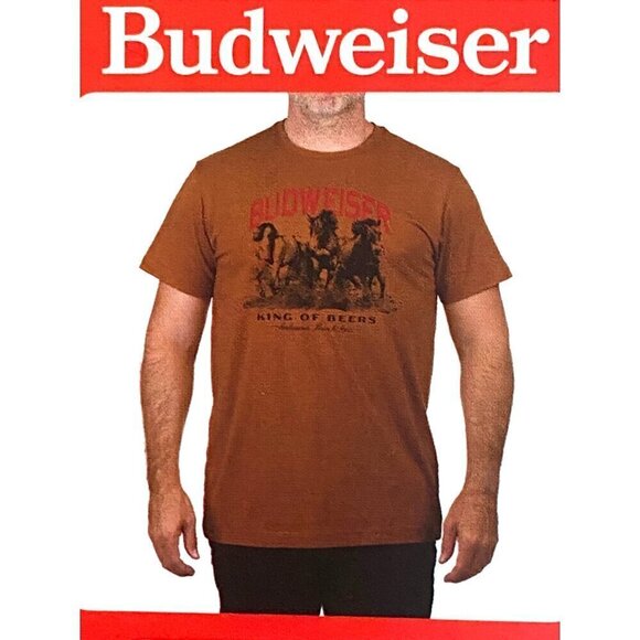 Budweiser King of Beers Tee Shirt Men's Size Large Short Sleeves Camel NWT - Picture 7 of 10